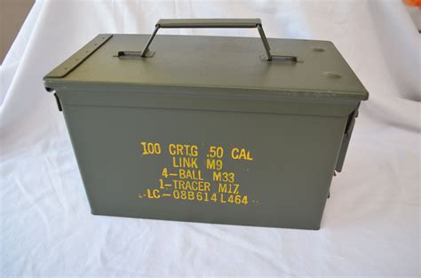 old metal miliatary ammo box|50 cal ammo box price.